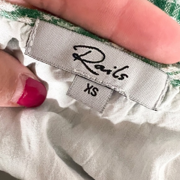 RAILS Ari Plaid Flounce Hem Gigham Green Mini Dress Sz XS - Picture 4 of 4